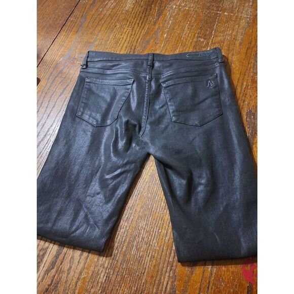 Size 26 Waist Articles of Society Black Coated Skinny Jeans Pants Moto Bodycon - Picture 4 of 4
